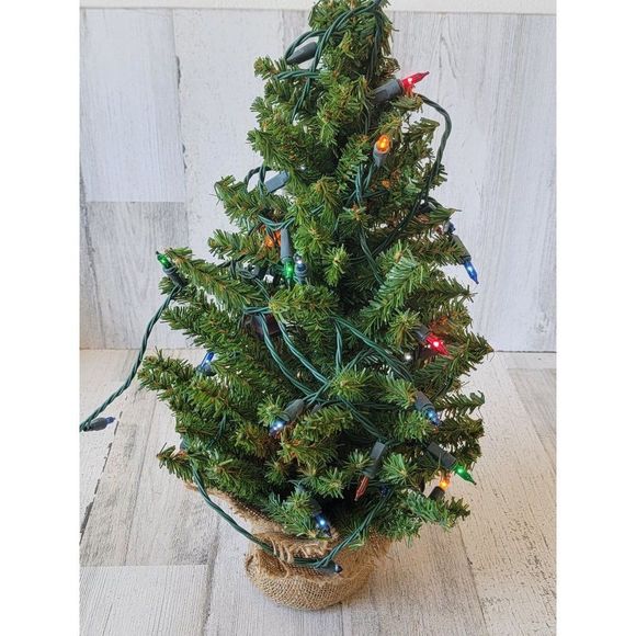 Mini multicolor Christmas tree burlap sack home decor figure - Picture 4 of 11